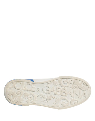 Dolce & Gabbana White Blue Portofino Low Top Sneakers Shoes