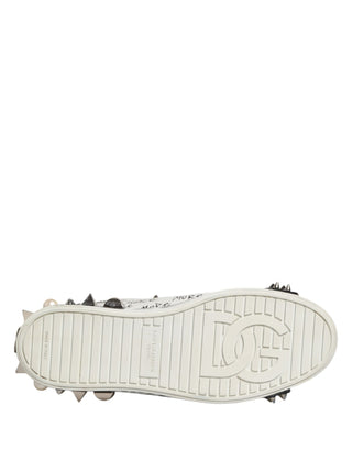 Dolce & Gabbana Black White Studded Low Top Sneakers Shoes