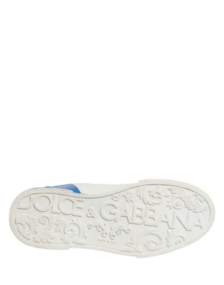 Dolce & Gabbana White Blue Portofino Low Top Sneakers Shoes