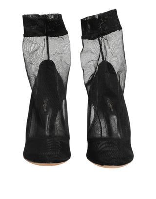 Dolce & Gabbana Black Nylon Stretch Mesh Sock Boots  Shoes