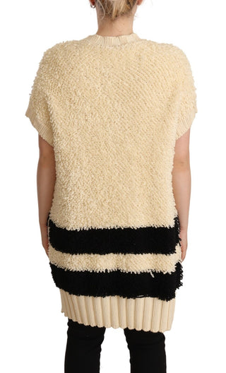 Philosophy Beige Black Short Sleeve Button Cardigan Sweater