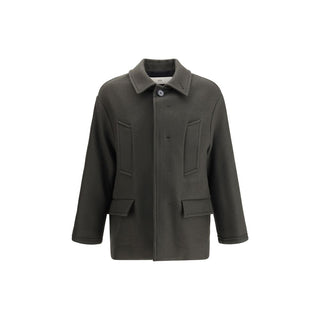 Ami Paris Gray Fleece Wool Coat