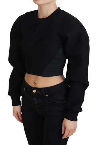 Philosophy Black Cropped Zipper Back Sweatshirt Sweater