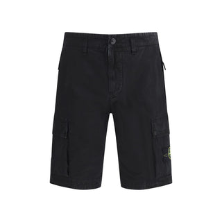 Stone Island Black Cotton Bermuda Shorts