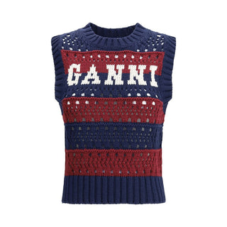 Ganni Blue Recycled Cotton Sweatshirt