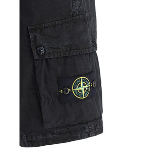 Stone Island Black Cotton Bermuda Shorts