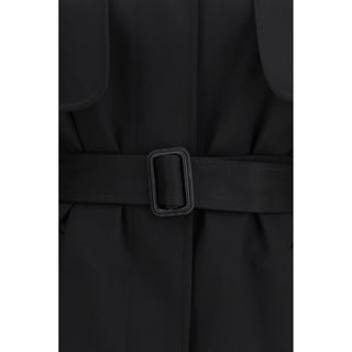 The Row Black Fleece Wool Trench Coat