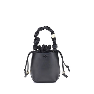 Ganni Black Recycled Leather Backet Bag