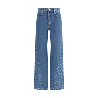Marine Serre Light Blue Cotton Relaxed Fit Jeans