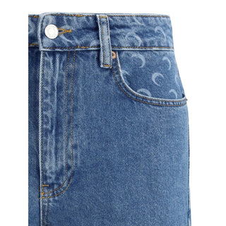 Marine Serre Light Blue Cotton Relaxed Fit Jeans