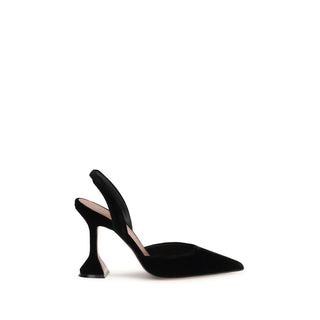 Amina Muaddi Black Rubber High Heel Pumps