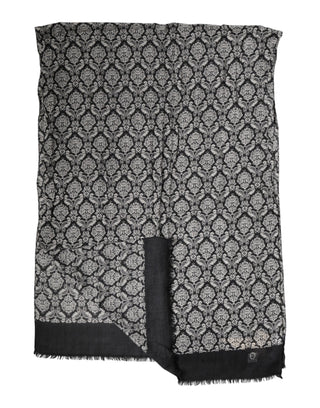 Dolce & Gabbana Black White Damask Patterned Lace Men Scarf