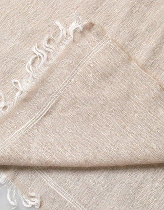 Dolce & Gabbana Beige Linen Neck Wrap Men Shawl Fringe Scarf