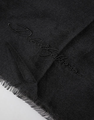 Dolce & Gabbana Black Cashmere Knit Neck Wrap Shawl Scarf