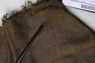 Dolce & Gabbana Brown Cashmere Knit Neck Wrap Shawl  Scarf