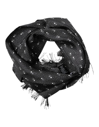 Dolce & Gabbana Black Silk Dotted Men Neck Wrap Shawl Scarf