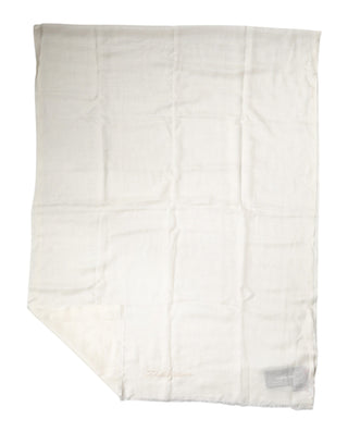 Dolce & Gabbana White Cashmere Knit Neck Wrap Shawl Scarf