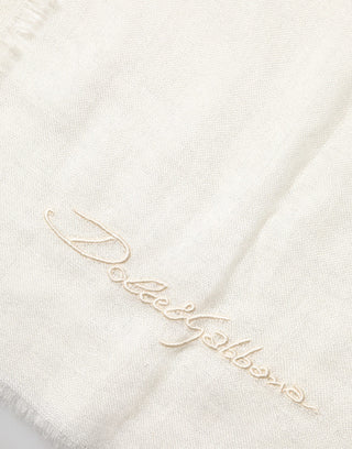 Dolce & Gabbana White Cashmere Knit Neck Wrap Shawl Scarf