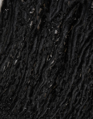 Dolce & Gabbana Black Cashmere Knit Shawl Fringes Scarf