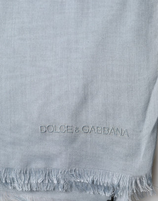 Dolce & Gabbana Light Blue Cashmere Knitted Shawl