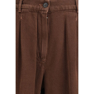 Max Mara Brown Cotton Casual Pants