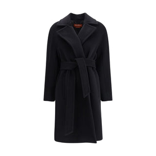 Max Mara Black Fleece Wool Coat