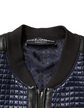 Dolce & Gabbana Blue Nylon Full Zip Bomber Men Jacket