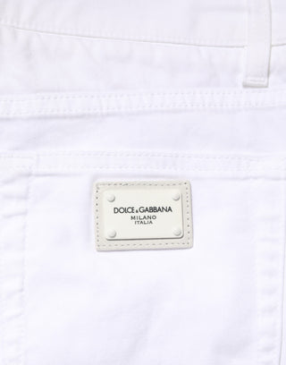 Dolce & Gabbana White Cotton Stretch Skinny Denim Men Jeans