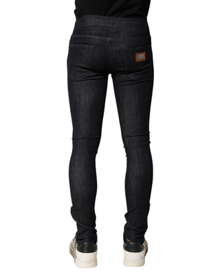 Dolce & Gabbana Black Cotton Stretch Skinny Denim Men Jeans