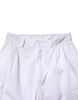 Dolce & Gabbana White Cotton Men Cargo Denim Trouser Jeans