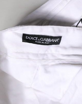 Dolce & Gabbana White Cotton Men Cargo Denim Trouser Jeans