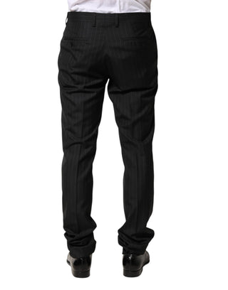 Dolce & Gabbana Black Stripes Wool Men Dress Trousers Pants