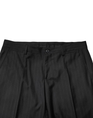 Dolce & Gabbana Black Stripes Wool Men Dress Trousers Pants