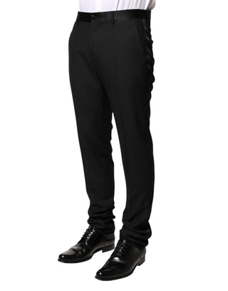 Dolce & Gabbana Black Wool Mid Waist Men Dress Trousers Pants
