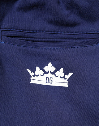 Dolce & Gabbana Blue Cotton Mid Waist Jogger Trousers Pants