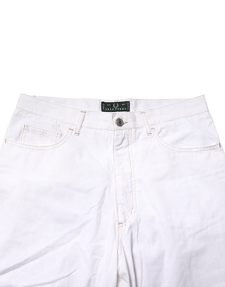 Fred Perry White Cotton Mid Waist Straight Men Denim Jeans
