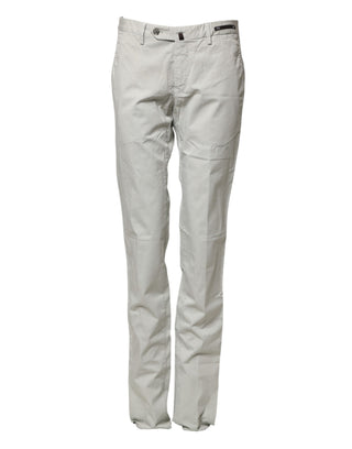 PT01 Light Gray Mid Waist Men Straight Chino Trouser Pants