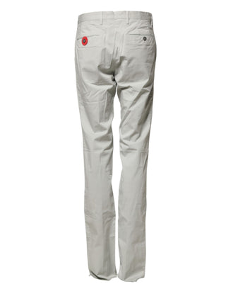 PT01 Light Gray Mid Waist Men Straight Chino Trouser Pants