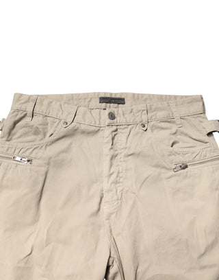 Daniele Alessandrini Beige Cotton Mid Waist Straight Men Denim Jeans