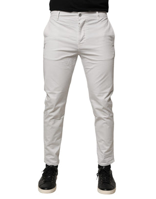 Daniele Alessandrini White Cotton Mid Waist Skinny Men Denim Jeans