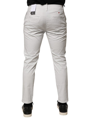 Daniele Alessandrini White Cotton Mid Waist Skinny Men Denim Jeans