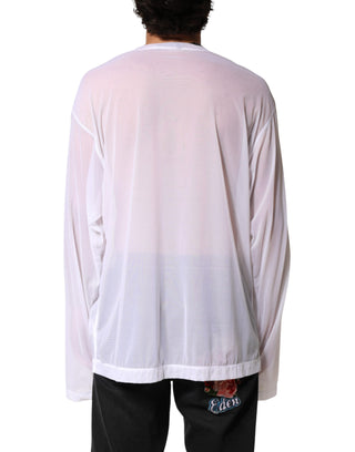 Dolce & Gabbana White Nylon Long Sleeves Crewneck T-Shirt