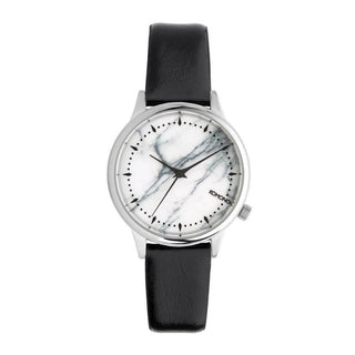 Komono Black Leather Dress Watch