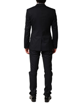 Dolce & Gabbana Black Wool Single Breasted 3 Piece Men Suit