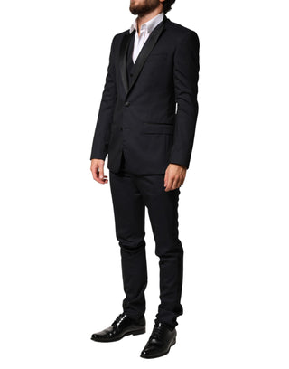 Dolce & Gabbana Black Wool Single Breasted 3 Piece Men Suit