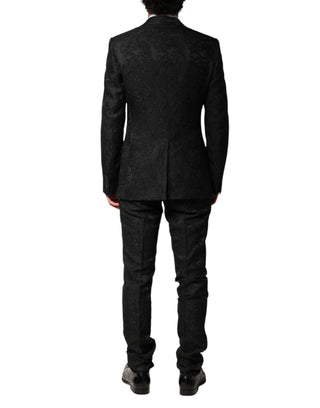 Dolce & Gabbana Black Brocade Single Breasted 2 Piece Suit
