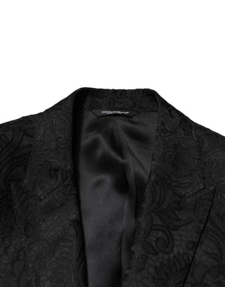 Dolce & Gabbana Black Brocade Single Breasted 2 Piece Suit
