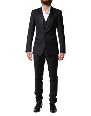 Dolce & Gabbana Black Wool Single Breasted 3 Piece Men Suit
