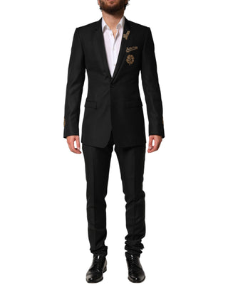 Dolce & Gabbana Black Embellished Single Breasted 2 Pc Suit