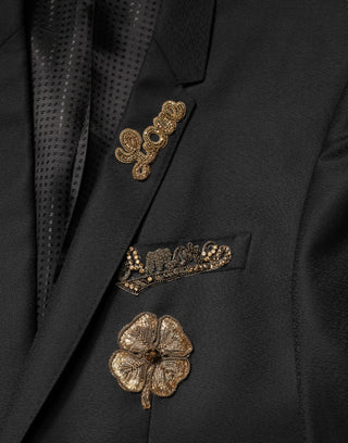 Dolce & Gabbana Black Embellished Single Breasted 2 Pc Suit